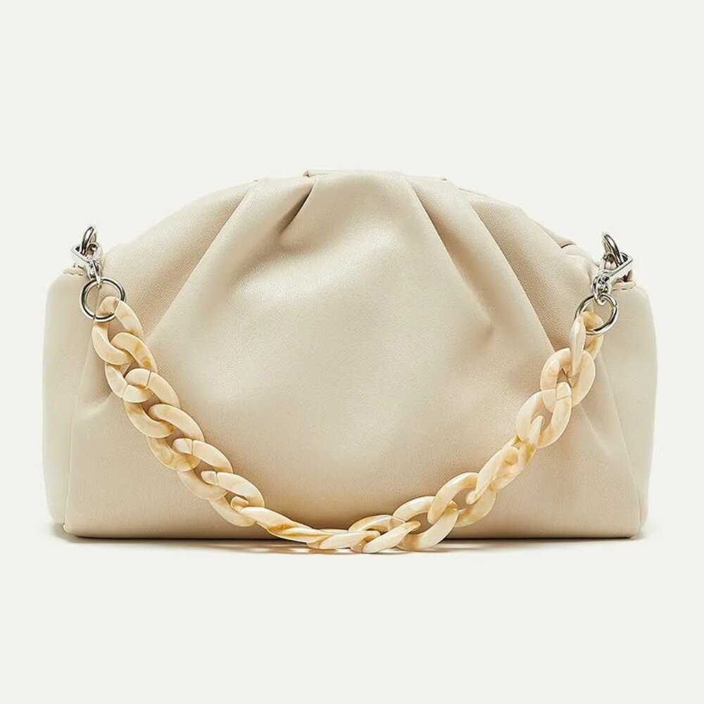 Faux Leather Clutch with Decorative Chain